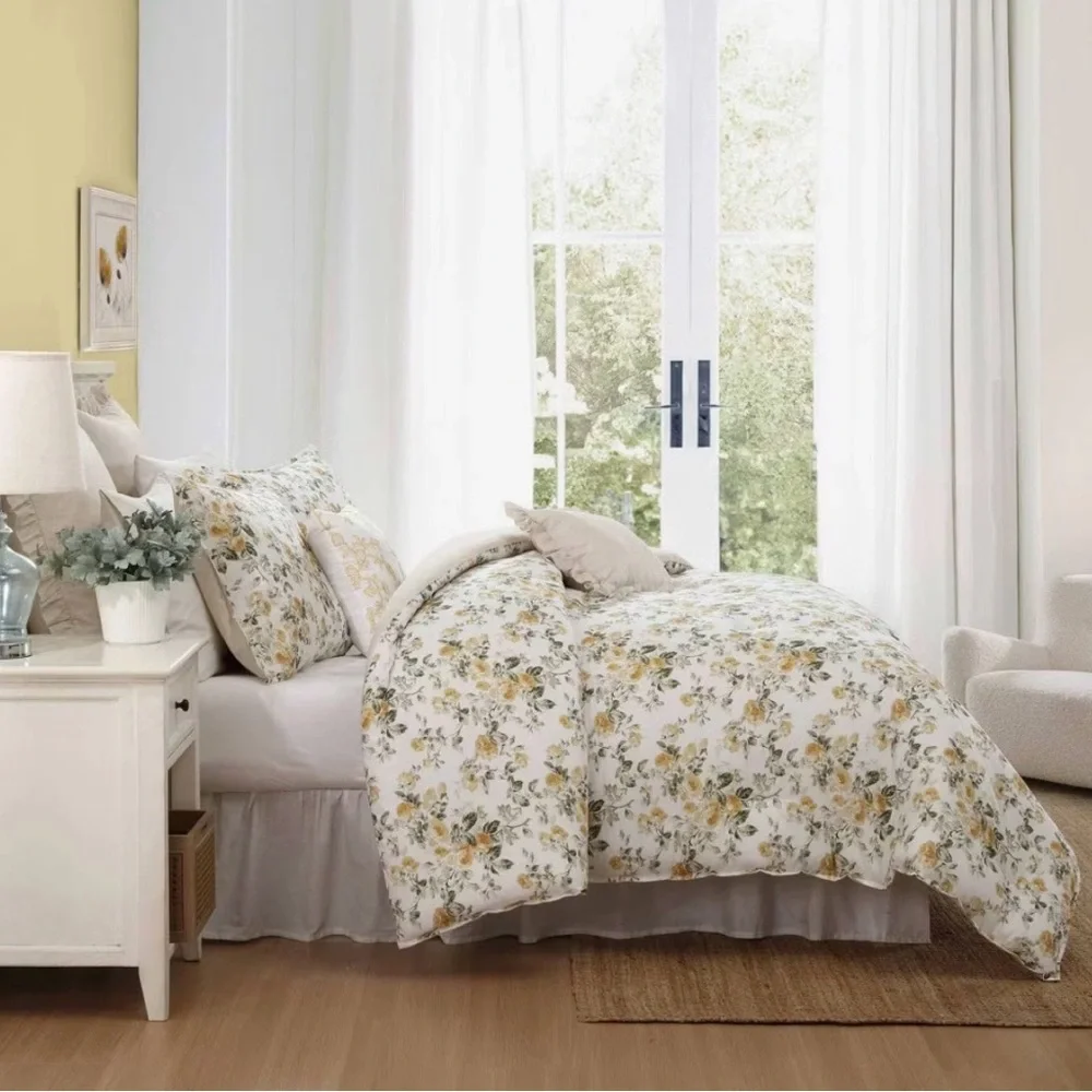 7pc BONUS Comforter Sham Set Laura Ashley Roses Gold Full/Queen